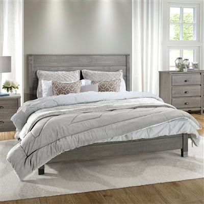 Platform Bed in Driftwood Grey Finish