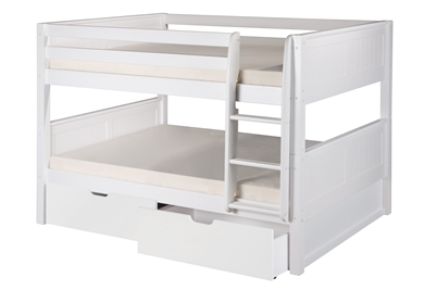 Full over Full Low Bunk Bed Drawers Panel White